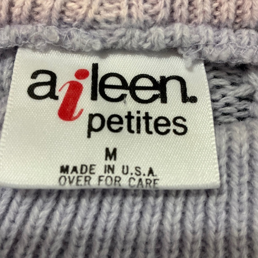 Classic Vintage Cozy Ailen Women Textured Knit Mock Neck Sweater Lavendar Size M - Picture 3 of 6